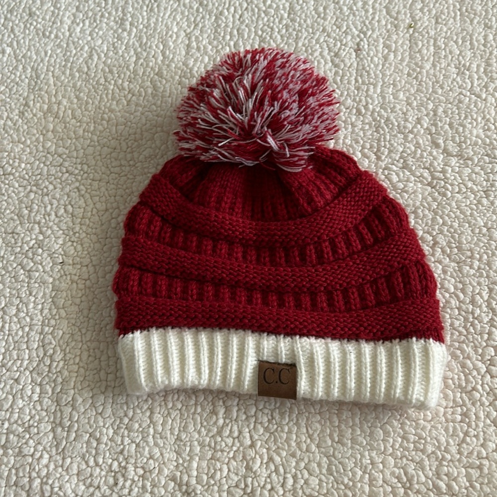 Red and White CC Beanie